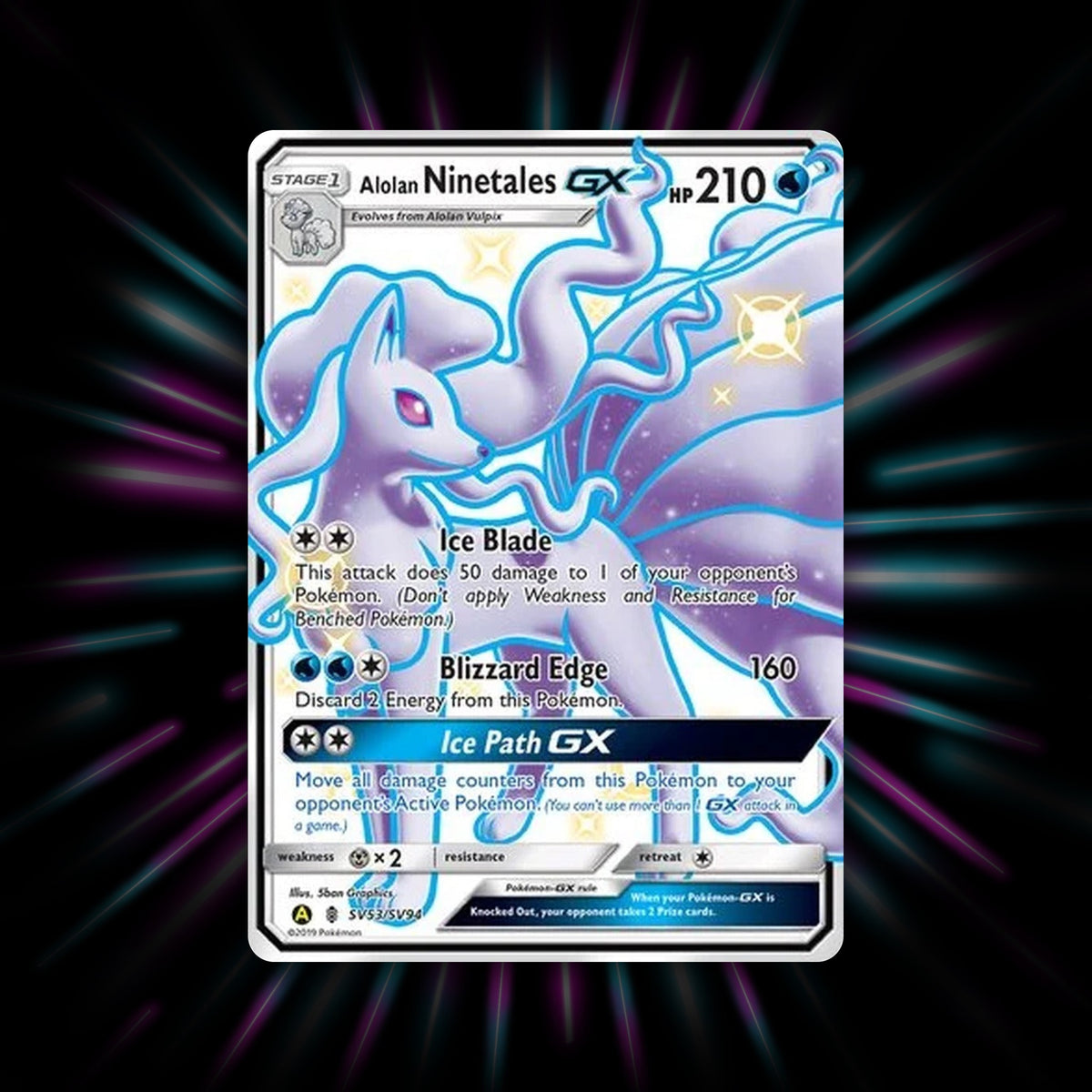 Alolan Ninetales GX SV53/SV94 Hidden Fates Pokemon card