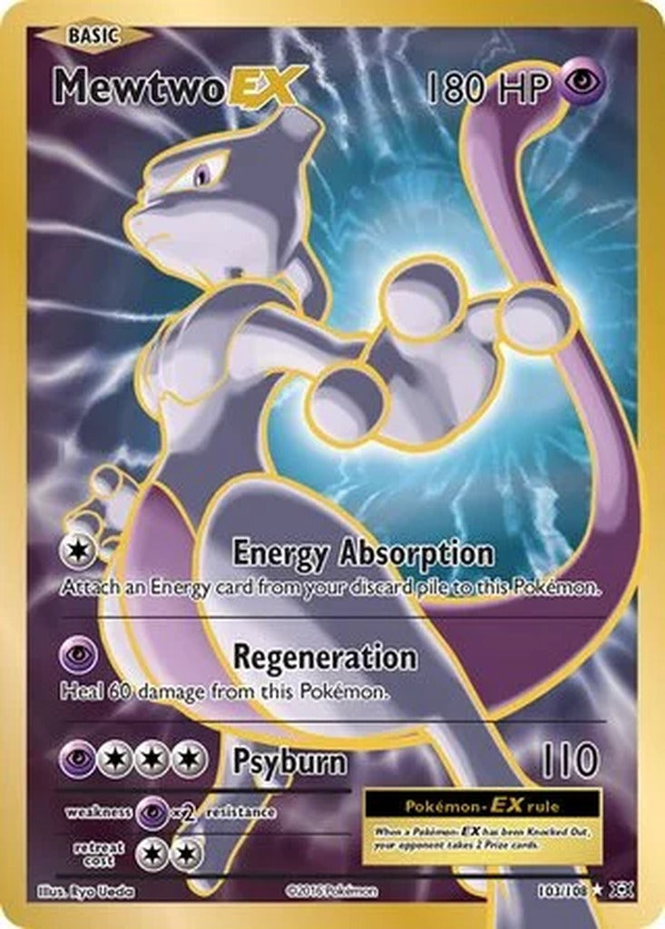 Mewtwo EX 103/108 Evolutions Pokemon card, official image