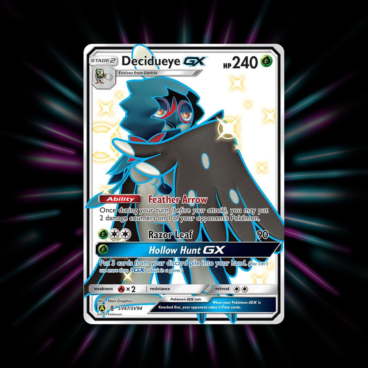 Decidueye GX SV47/SV94 Hidden Fates Pokemon card