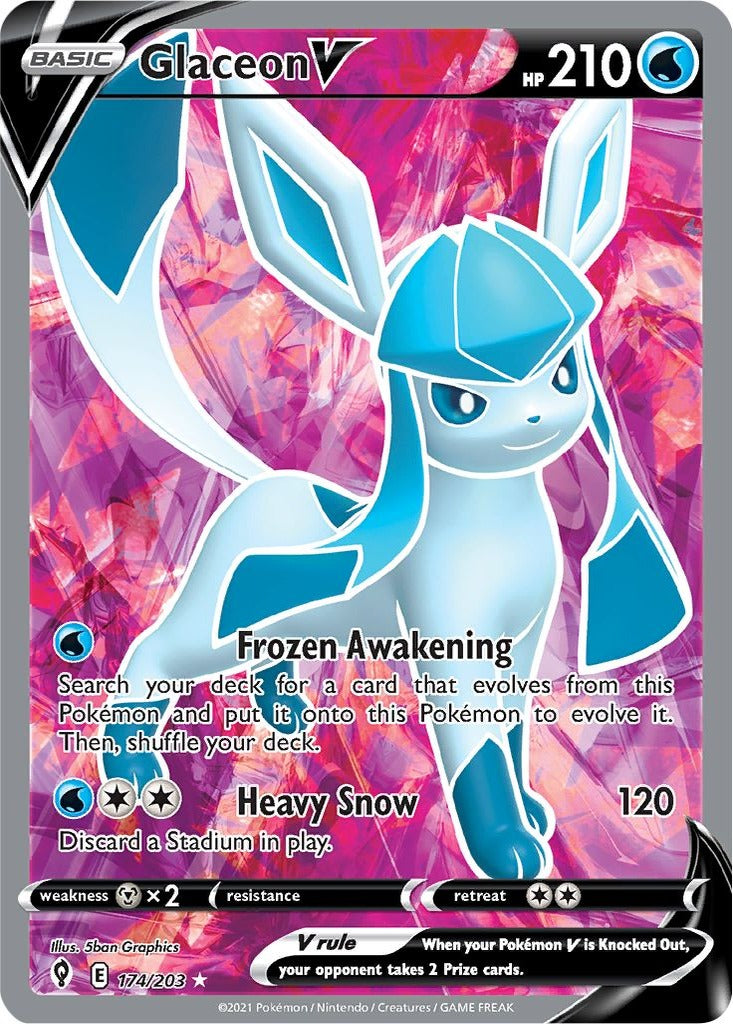Glaceon V 174/203 Evolving Skies Pokemon card, official image