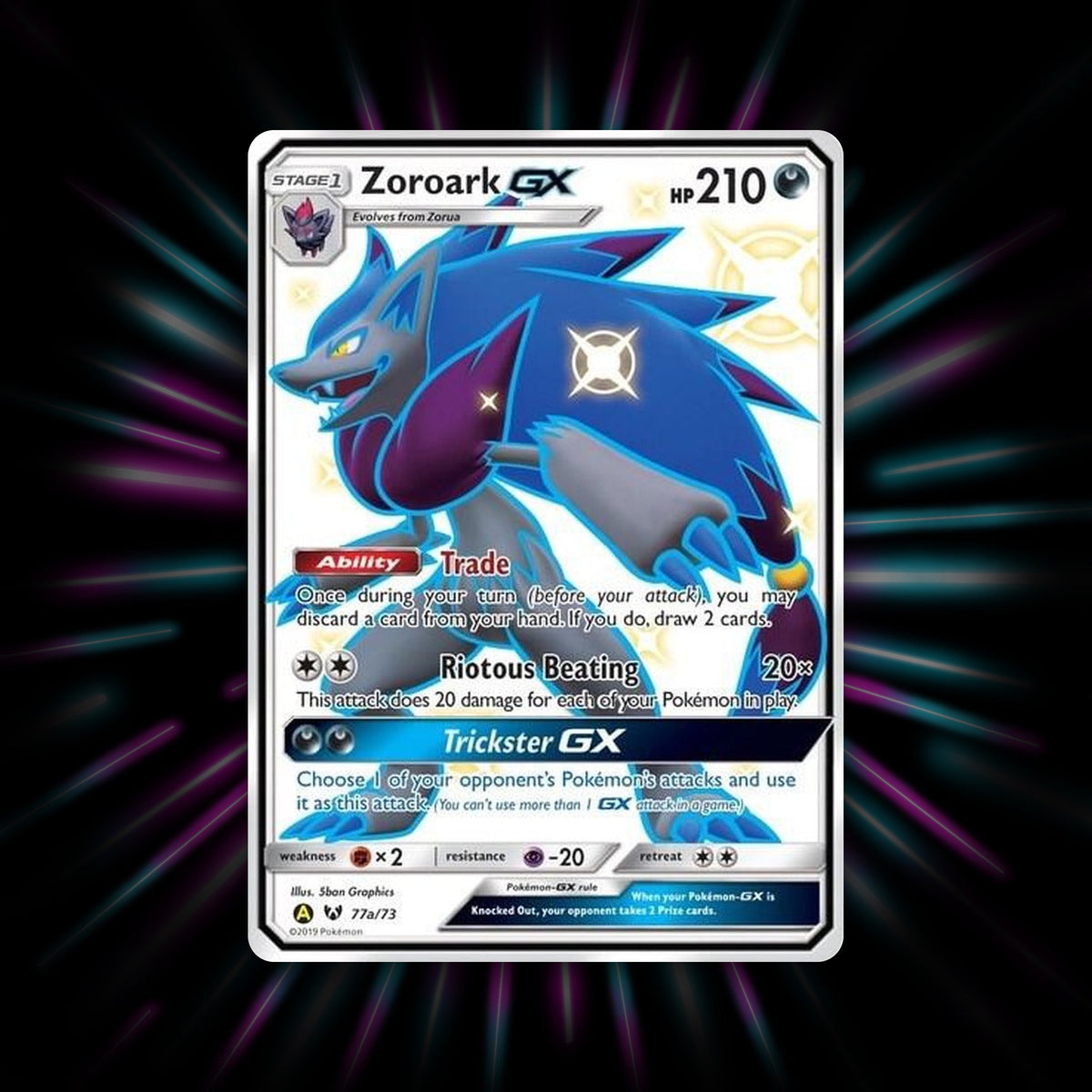 Zoroark GX 77a/73 Shining Legends Alternate Art Promo Pokemon card