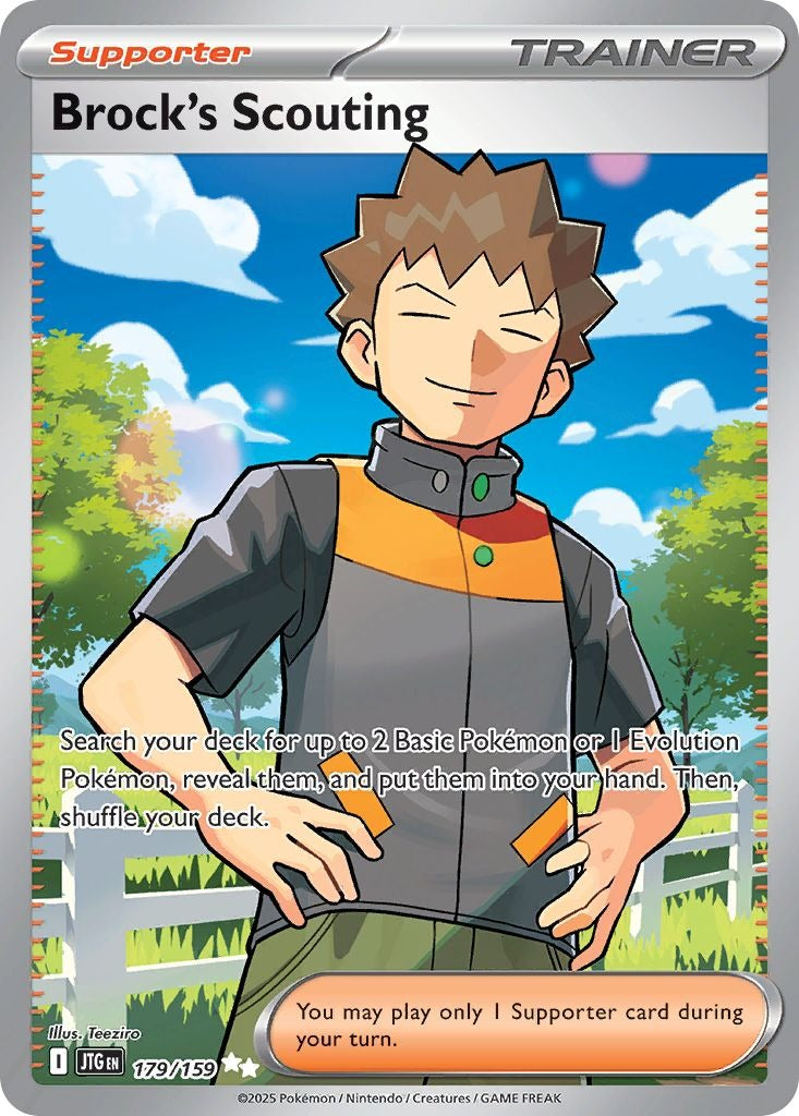 Brock's Scouting 179/159 Journey Together Pokemon card, official image