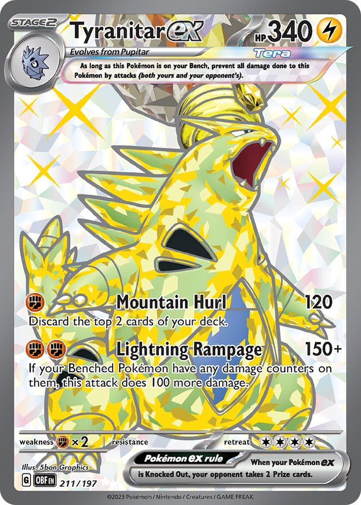 Tyranitar ex 211/197 Obsidian Flames Pokemon card, official image