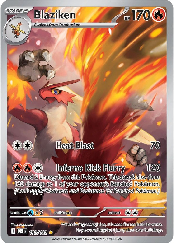 Blaziken 192/182 Destined Rivals Pokemon card, official image