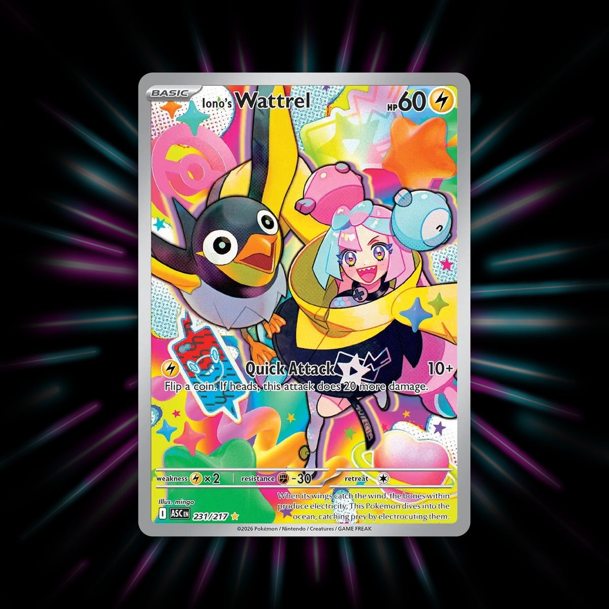 Iono's Wattrel 231/217 Ascended Heroes Pokemon card