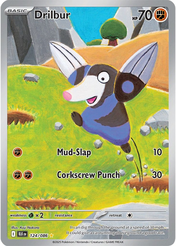Drilbur 124/086 Black Bolt Pokemon card, official image