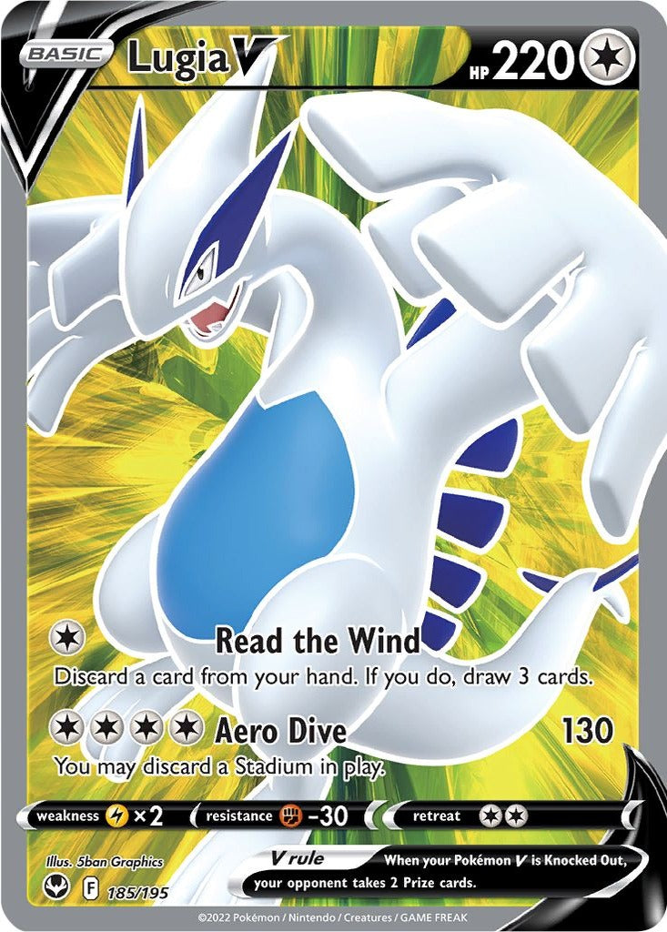 Lugia V 185/195 Silver Tempest Pokemon card, official image