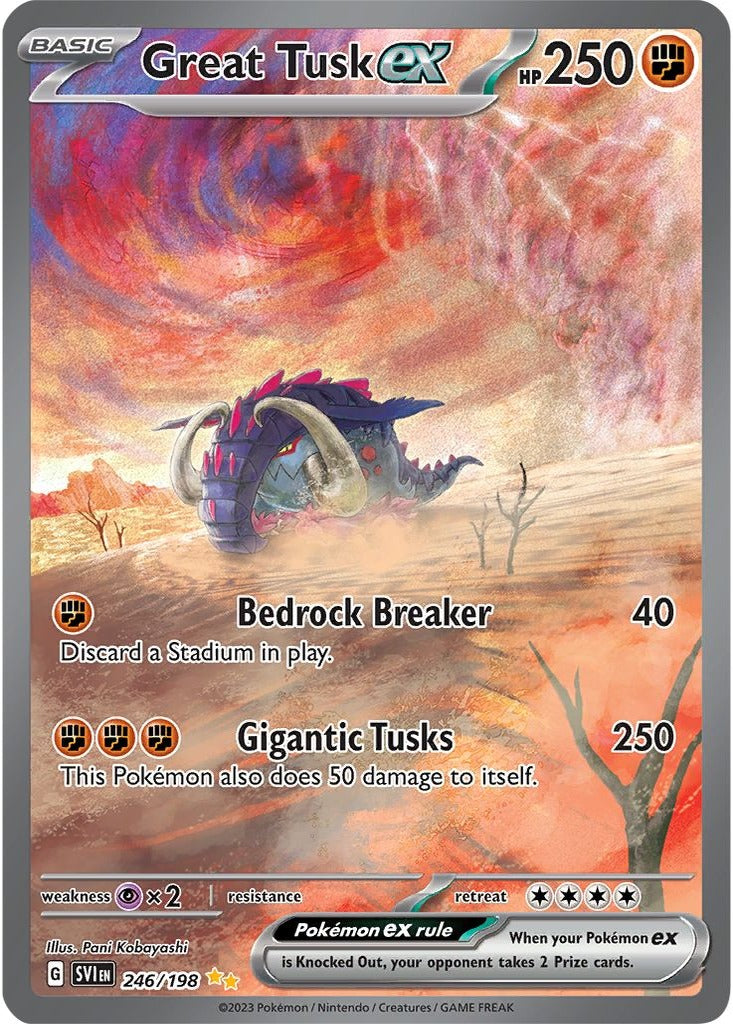 Great Tusk ex 246/198 Scarlet & Violet Pokemon card, official image
