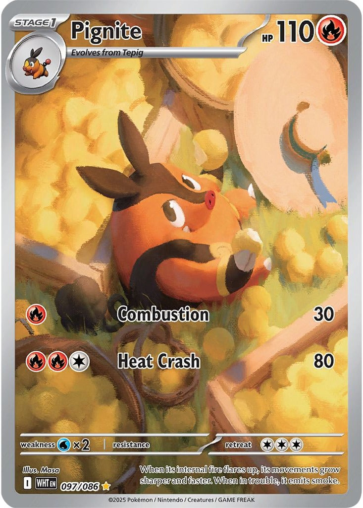 Pignite 097/086 White Flare Pokemon card, official image