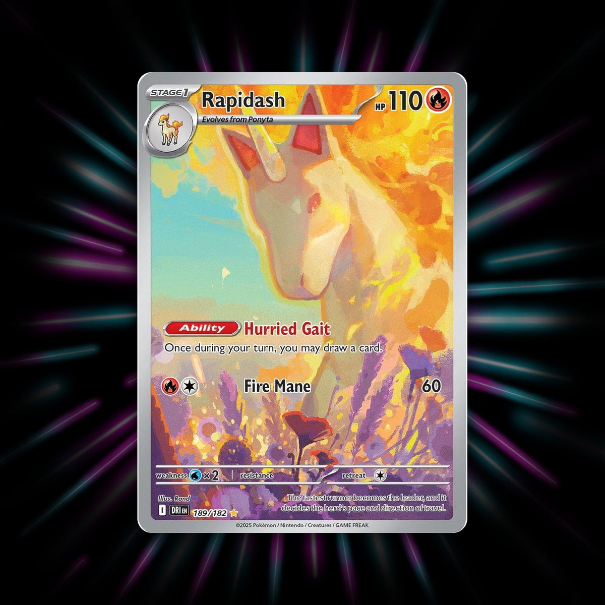 Rapidash 189/182 Destined Rivals Pokemon card