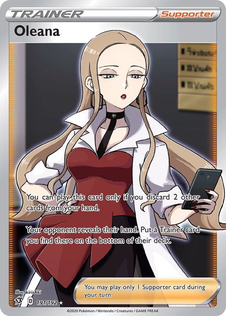 Oleana 191/192 Rebel Clash Pokemon card, official image