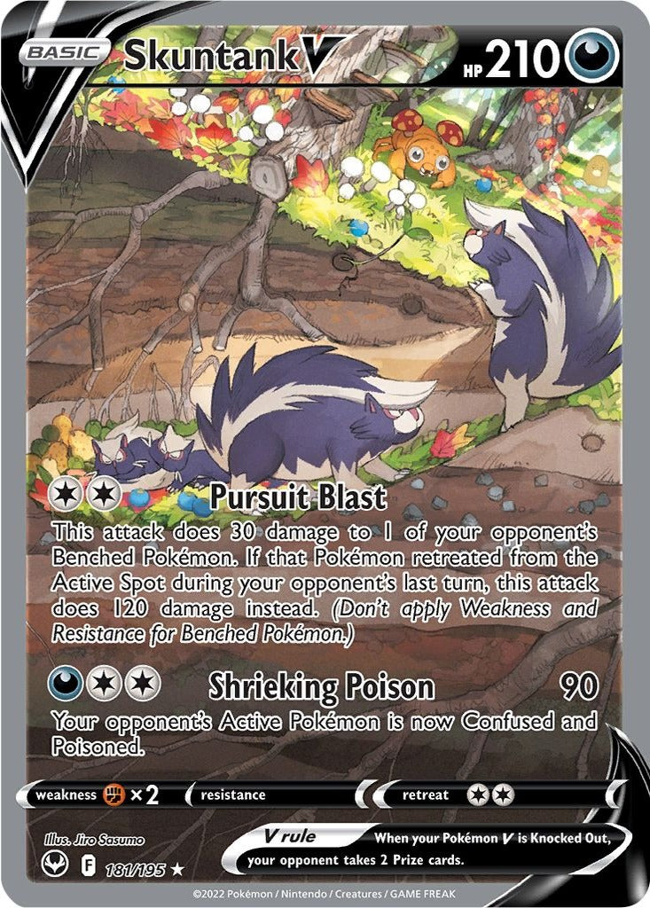 Skuntank V 181/195 Silver Tempest Pokemon card, official image