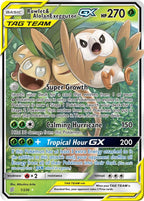 Rowlet & Alolan Exeggutor GX 1/236 Unified Minds Pokemon card, official image