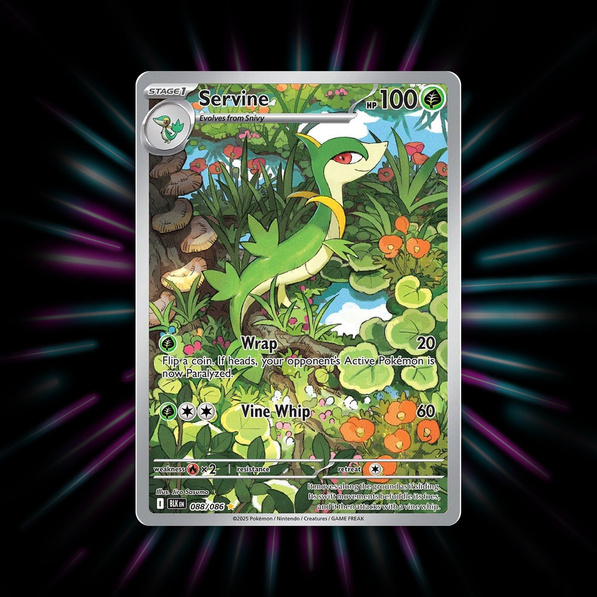 Servine 088/086 Black Bolt Illustration Rare Pokemon card