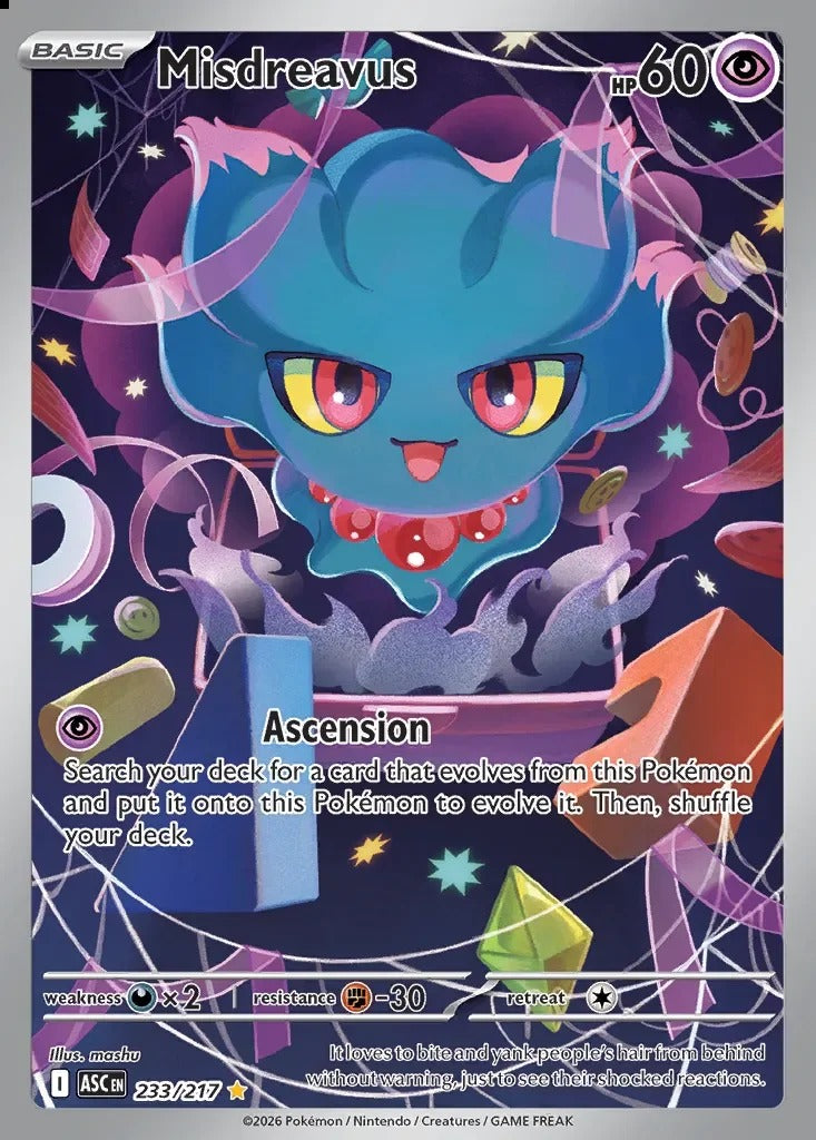 Misdreavus 233/217 Ascended Heroes Pokemon card, official image