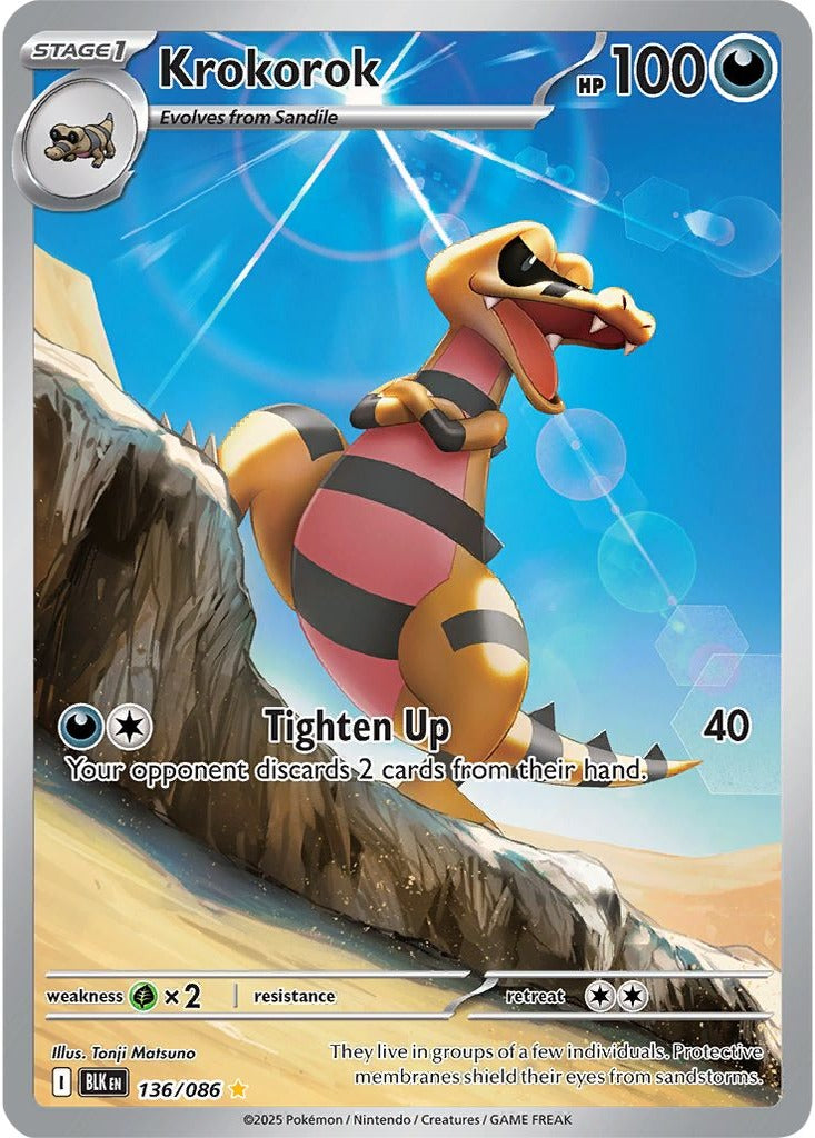 Krokorok 136/086 Black Bolt Pokemon card, official image