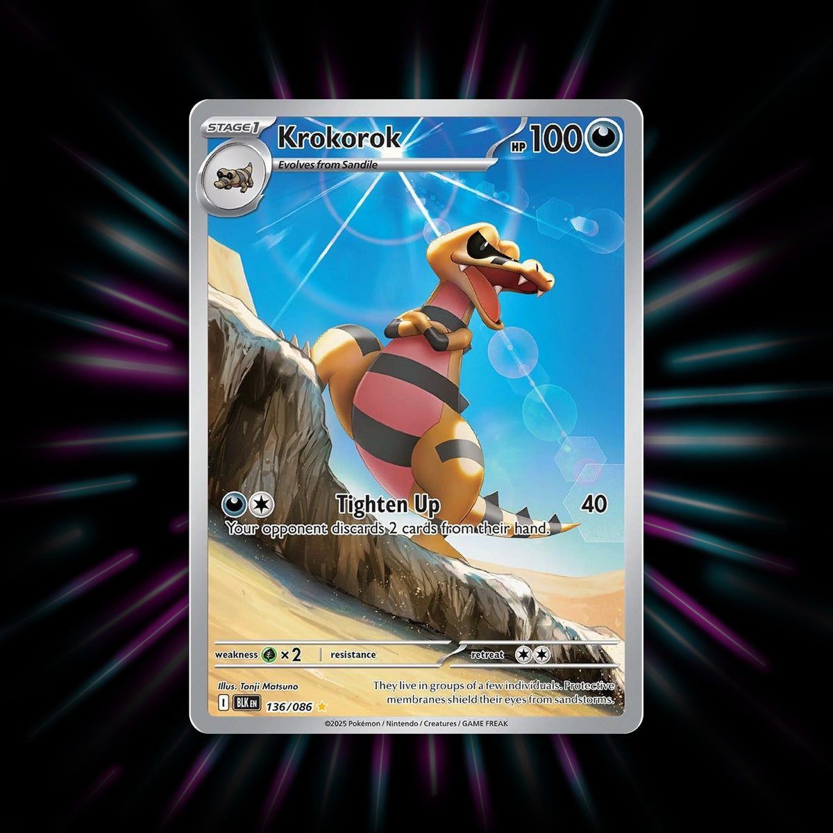 Krokorok 136/086 Black Bolt Illustration Rare Pokemon card