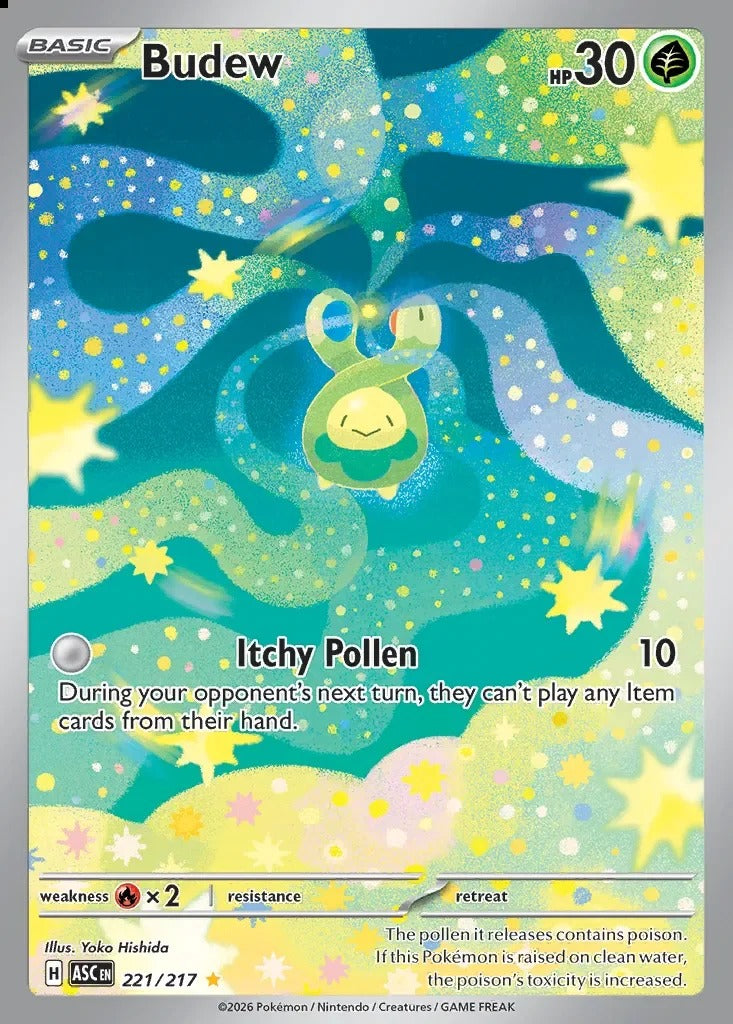 Budew 221/217 Ascended Heroes Pokemon card, official image