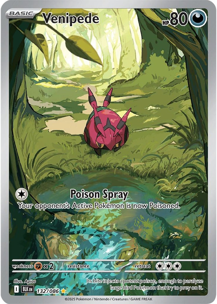 Venipede 132/086 Black Bolt Pokemon card, official image