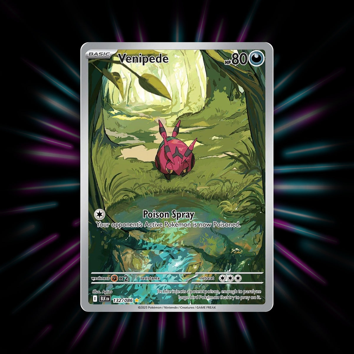 Venipede 132/086 Black Bolt Illustration Rare Pokemon card