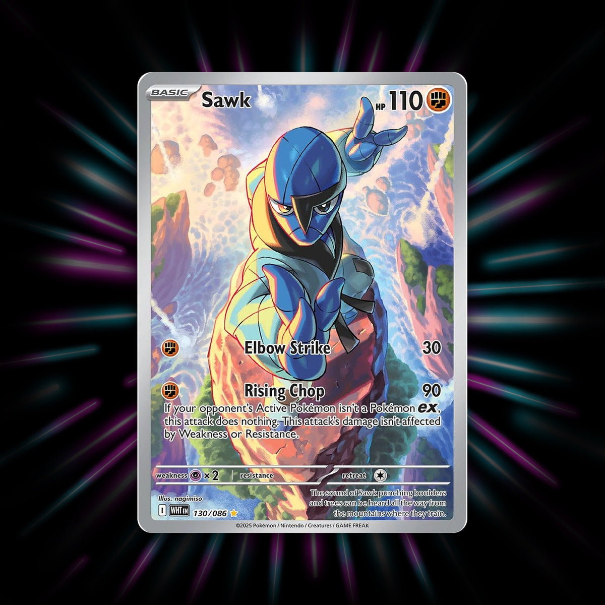 Sawk 130/086 White Flare Illustration Rare Pokemon card