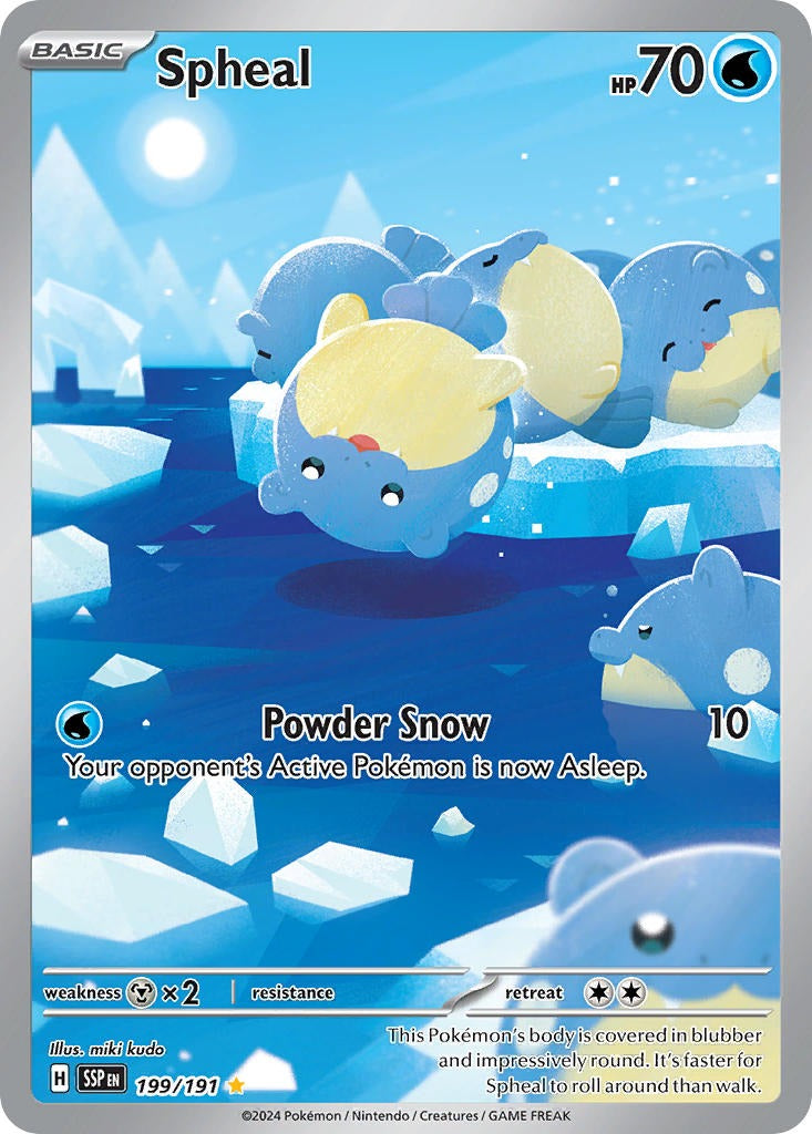 Spheal 199/191 Surging Sparks Pokemon card, official image