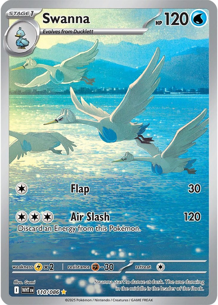 Swanna 110/086 White Flare Pokemon card, official image