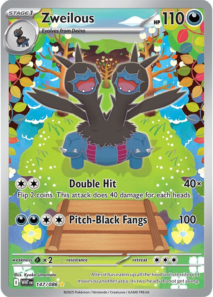 Zweilous 147/086 White Flare Pokemon card, official image