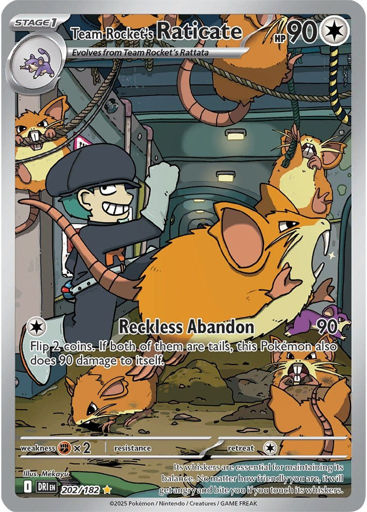 Team Rocket's Raticate 202/182 Destined Rivals Pokemon card, official image