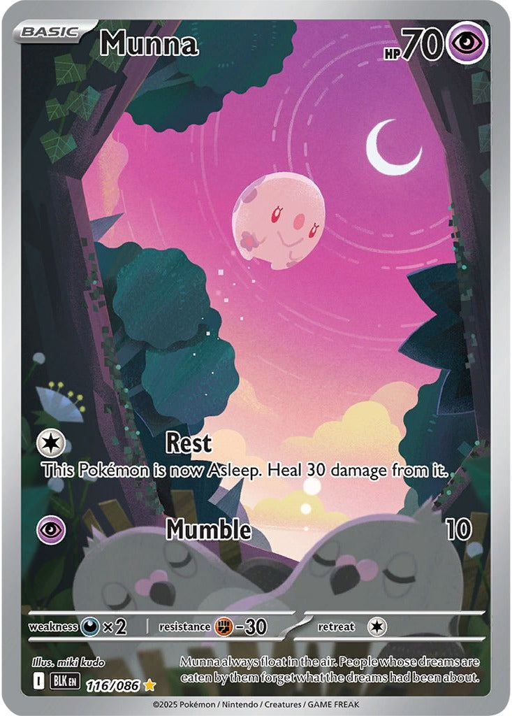 Munna 116/086 Black Bolt Pokemon card, official image