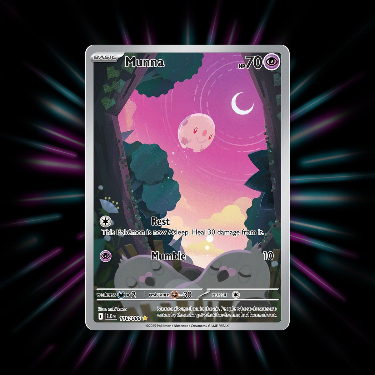 Munna 116/086 Black Bolt Illustration Rare Pokemon card