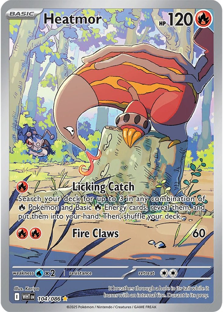 Heatmor 104/086 White Flare Pokemon card, official image