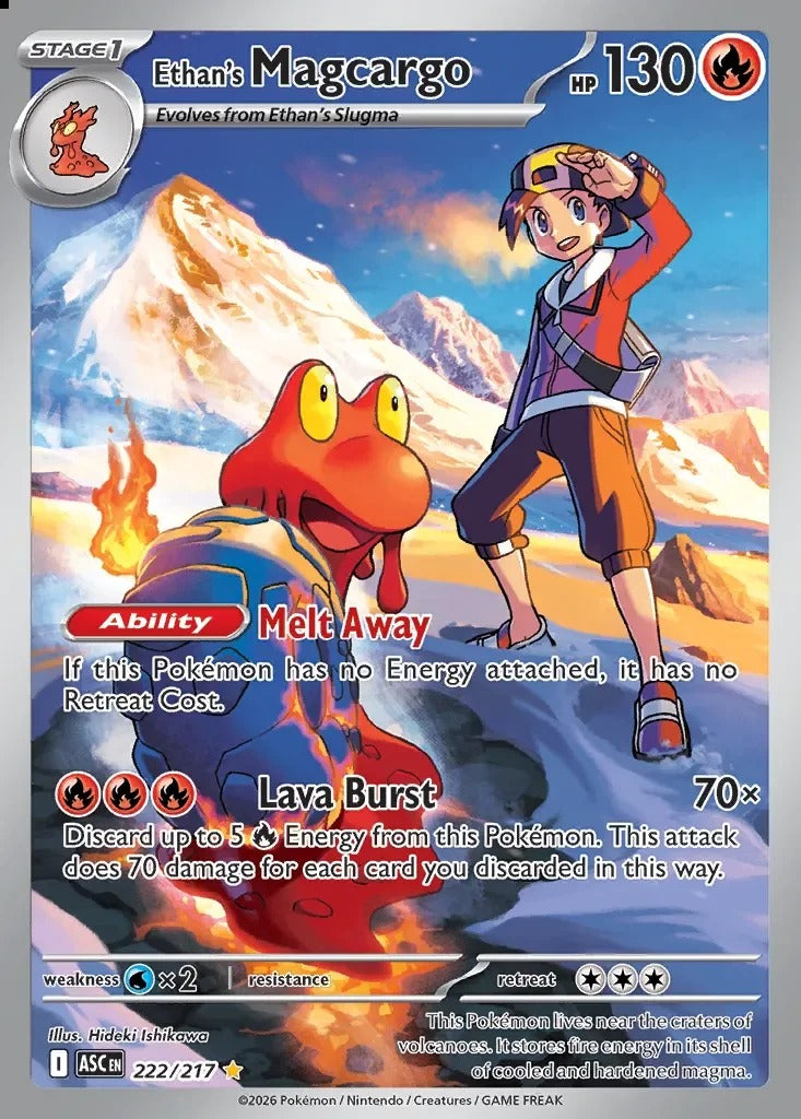 Ethan's Magcargo 222/217 Ascended Heroes Pokemon card, official image