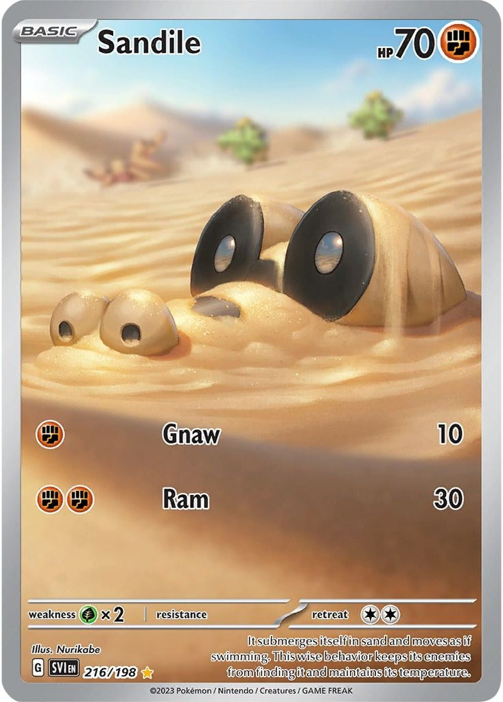 Sandile 216/198 Scarlet & Violet Pokemon card, official image