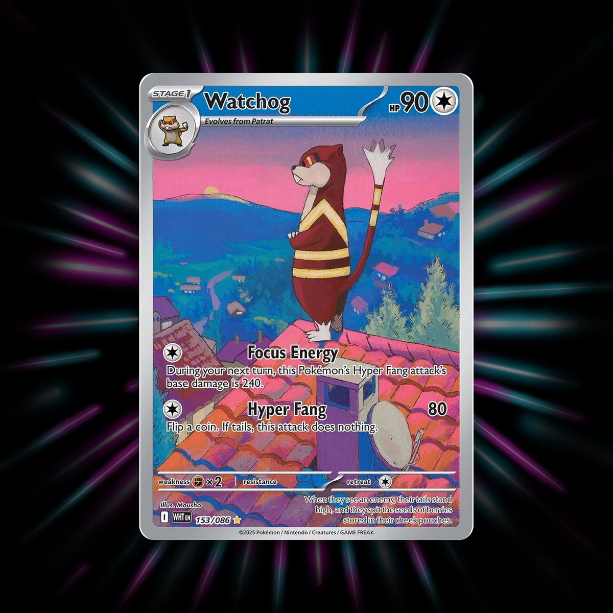 Watchog 153/086 White Flare Illustration Rare Pokemon card
