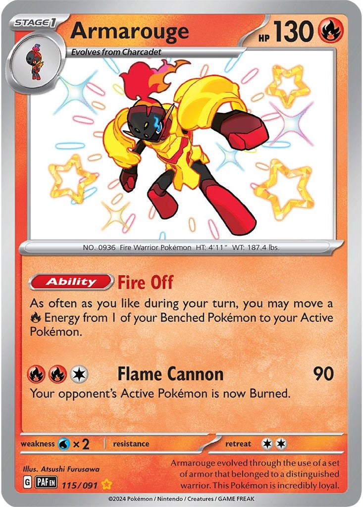 Armarouge 115/091 Paldean Fates Pokemon card, official image