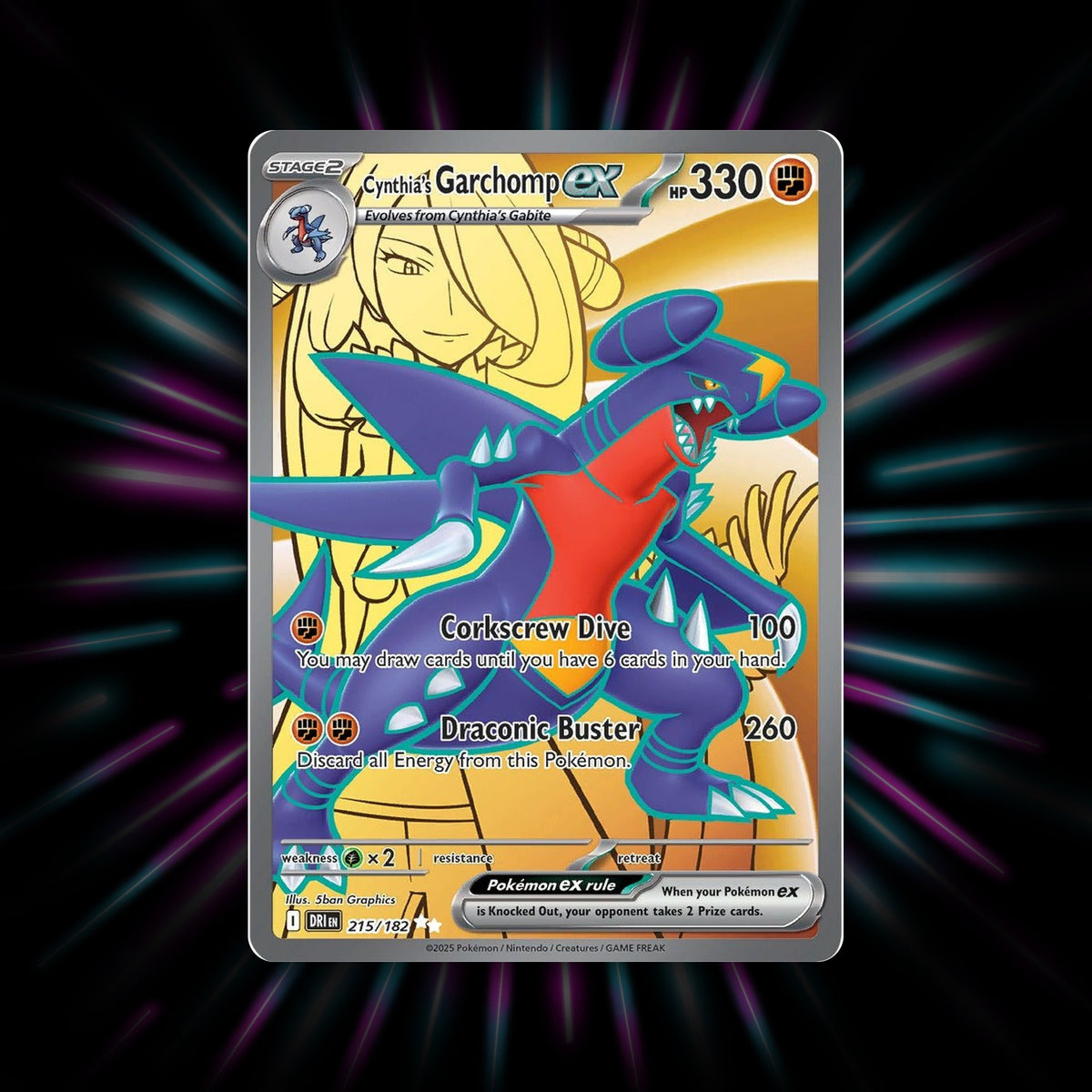 Cynthia's Garchomp ex 215/182 Destined Rivals Pokemon card