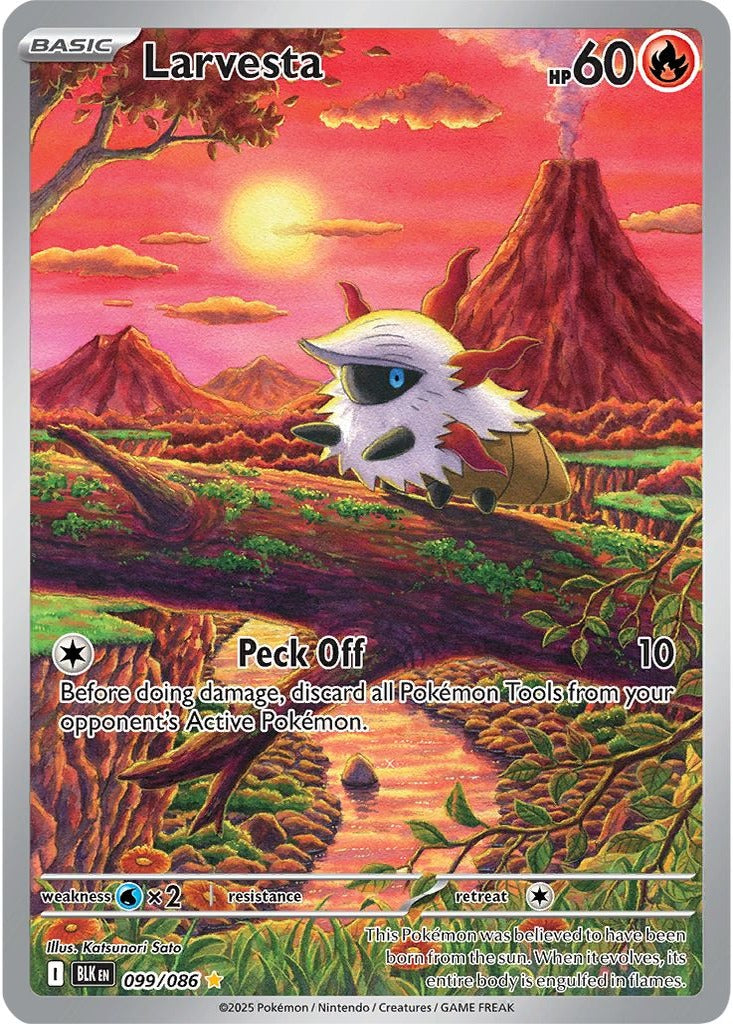 Larvesta 099/086 Black Bolt Pokemon card, official image
