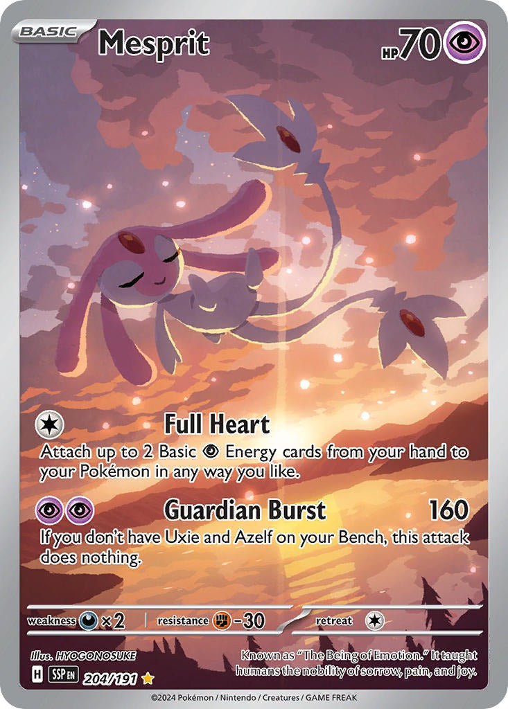 Mesprit 204/191 Surging Sparks Pokemon card, official image