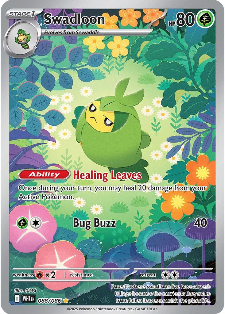 Swadloon 088/086 White Flare Pokemon card, official image