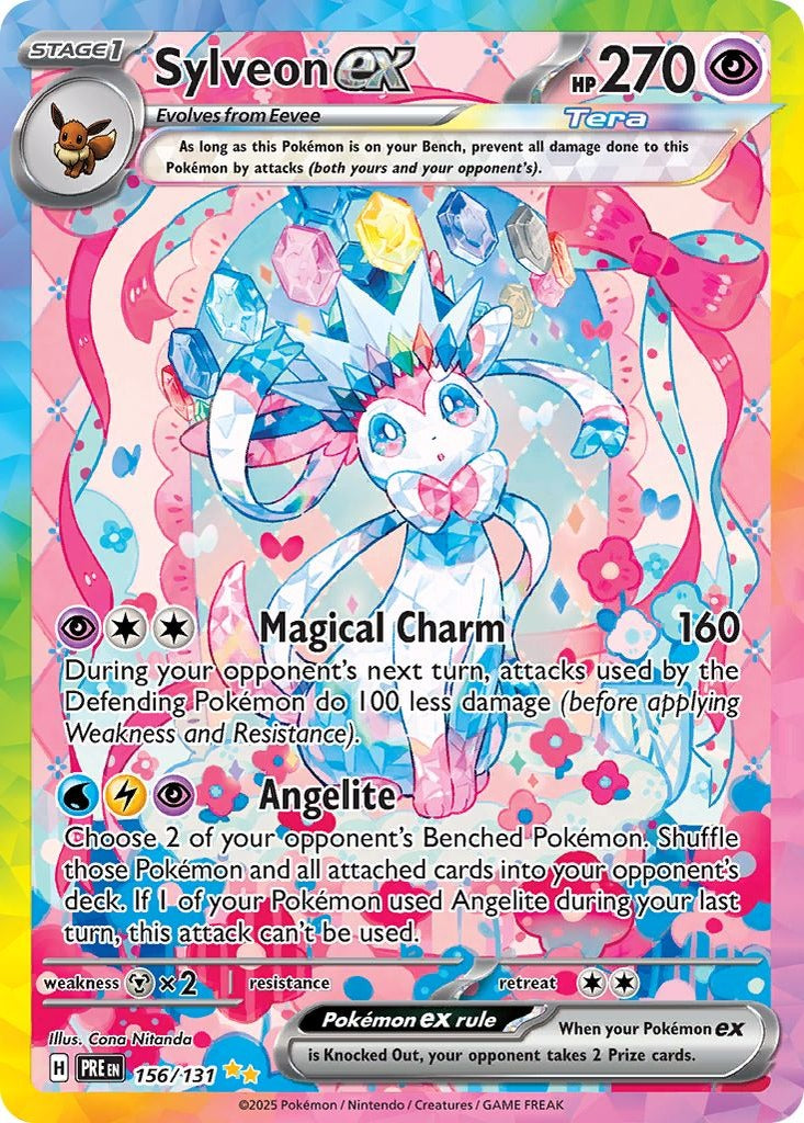 Sylveon ex 156/131 Prismatic Evolutions Pokemon card, official image