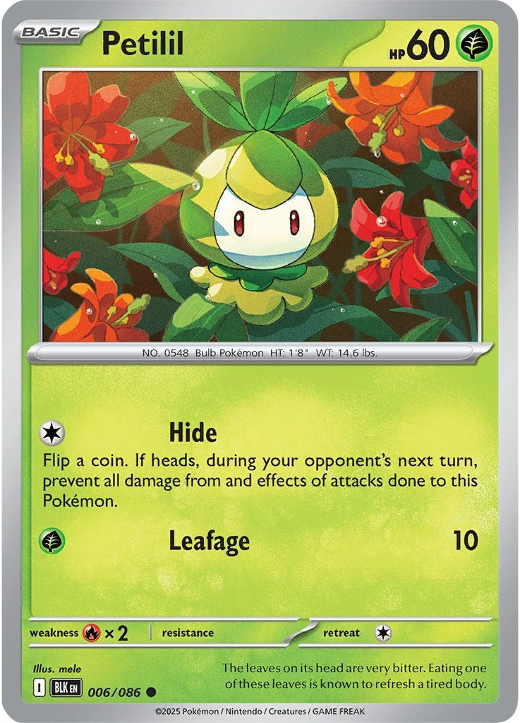 Petilil 006/086 Black Bolt Poke Ball Holo Pokemon card, official image