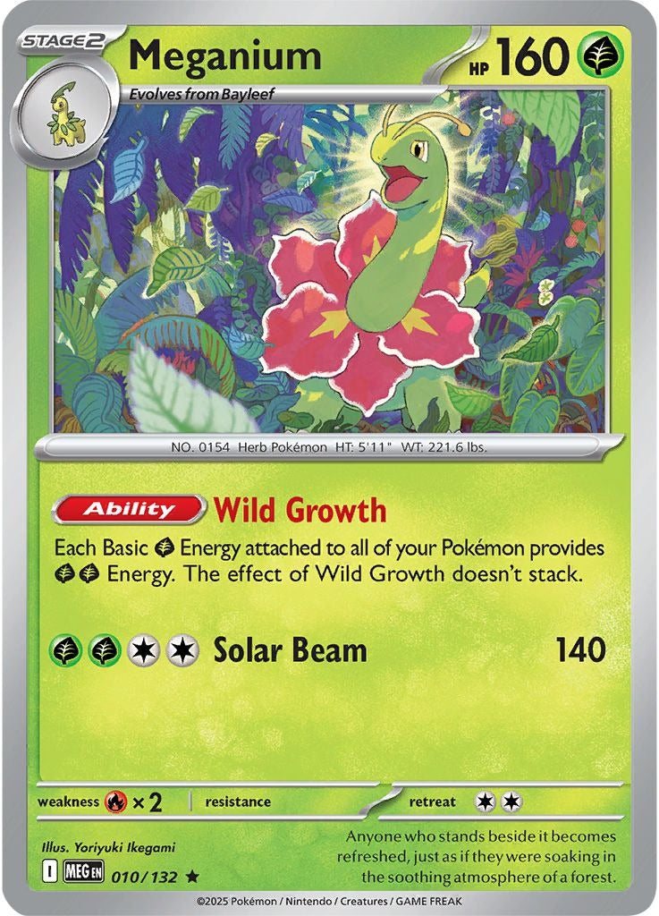Meganium 010/132 Mega Evolution Pokemon card, official image