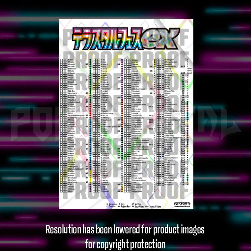 Pokemon Terastal Festival Japanese master set checklist vinyl sticker kit, sheet 3, Portal Customs