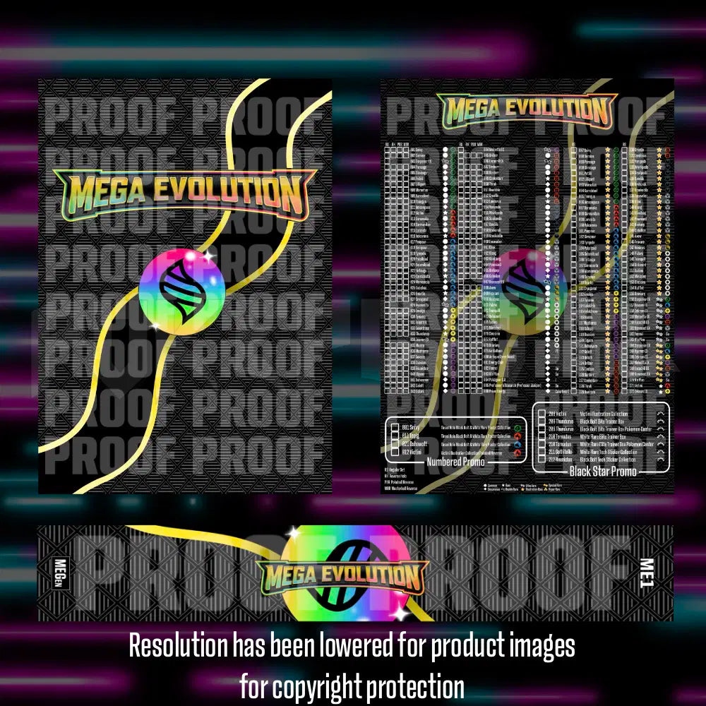 Pokemon Mega Evolutions master set checklist vinyl sticker kit by Portal Customs