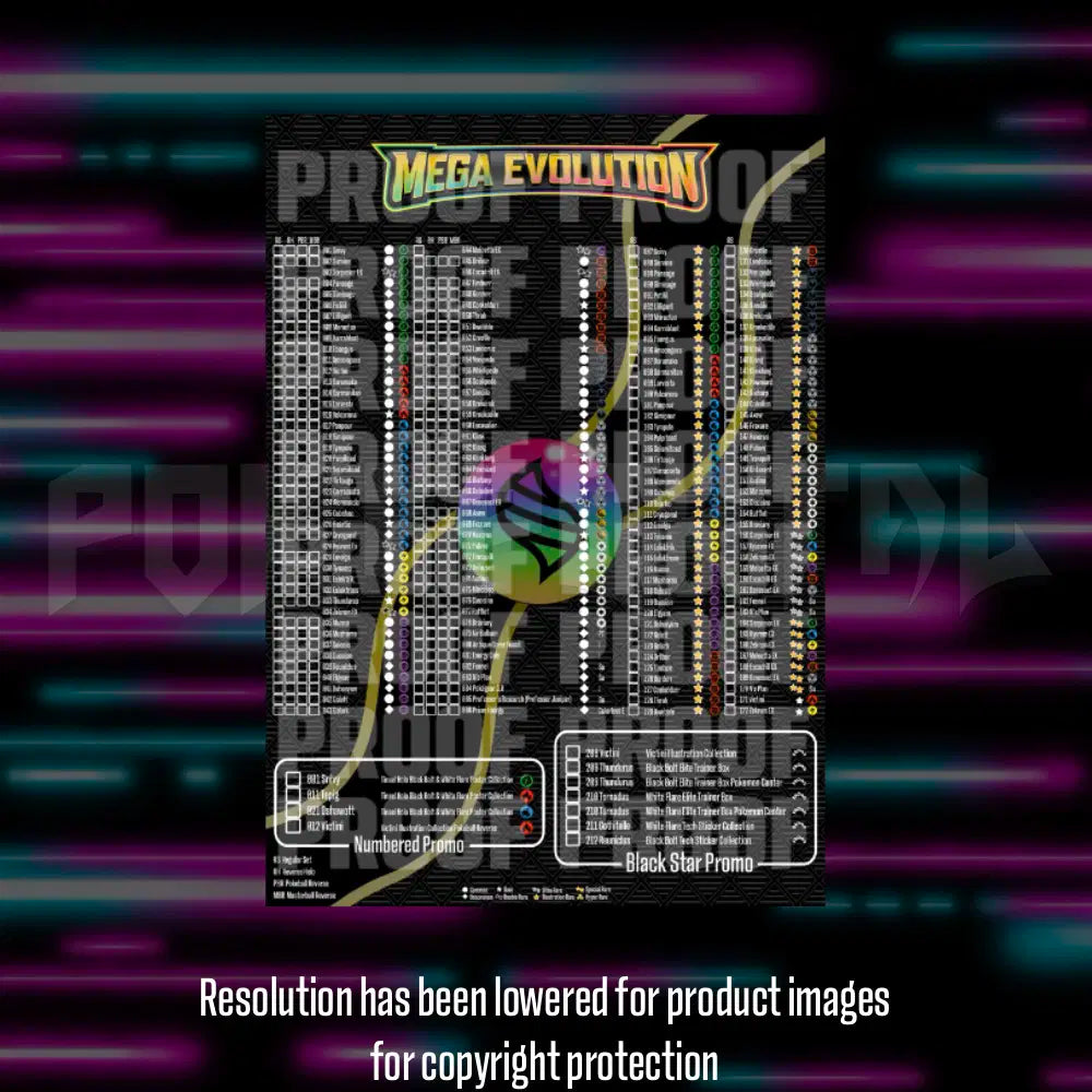 Pokemon Mega Evolutions master set checklist vinyl sticker kit, sheet 3, Portal Customs