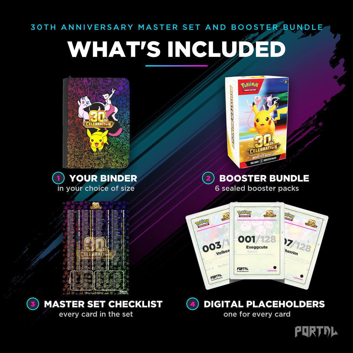 Pokemon 30th Anniversary English master set bundle with Booster Bundle, what's included, Portal TCG