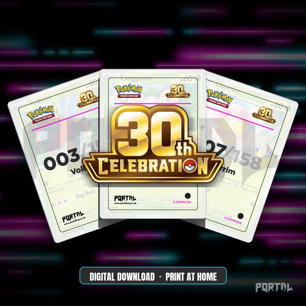 Pokemon 30th Anniversary English master set bundle, digital placeholders, Portal TCG