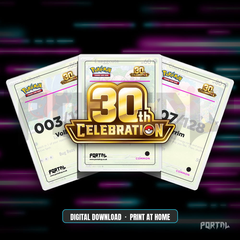 Pokemon 30th Anniversary English master set bundle with Booster Bundle, digital placeholders, Portal TCG