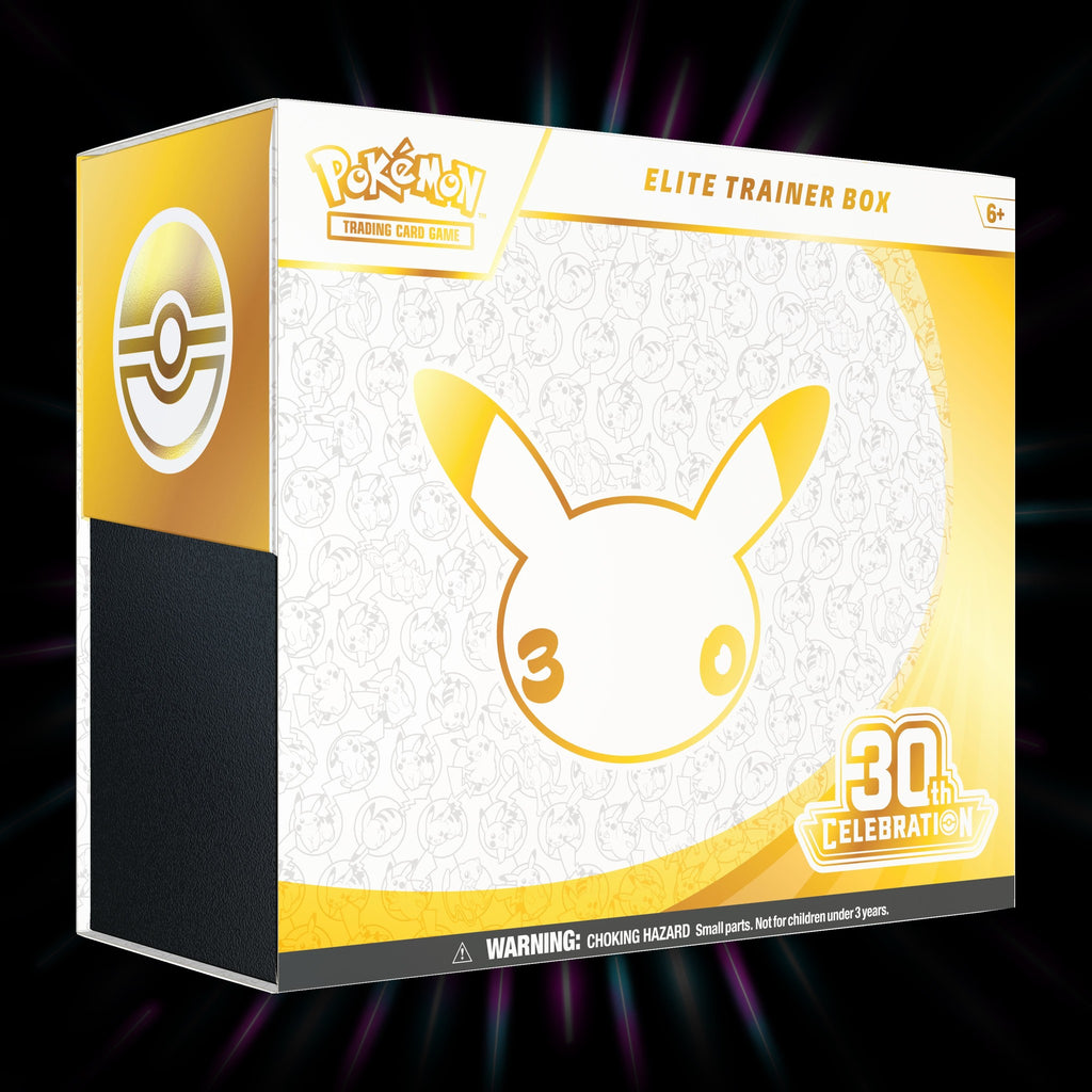 Pokemon 30th Celebration elite trainer box, box front, Portal TCG
